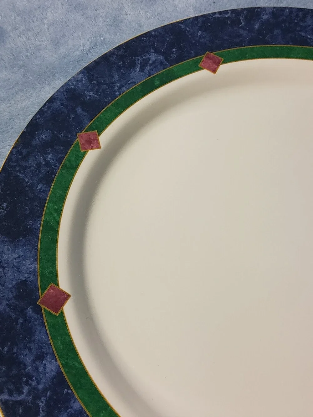 Pfaltzgraff Amalfi Classic Dinner Plate Navy Green Burgundy 90s Country Decor